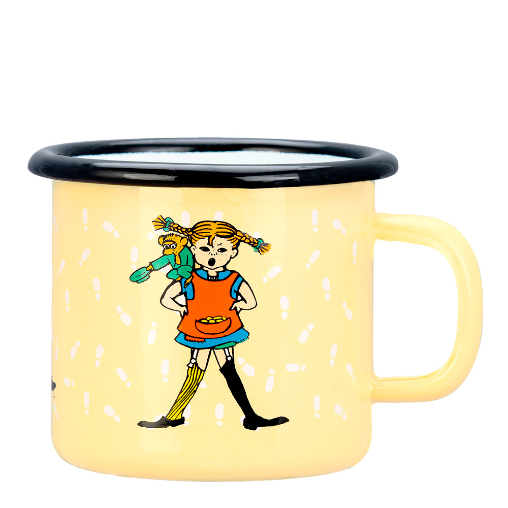 Pippi Emaljmugg Fotsp&aring;r 2,5 dl Gul