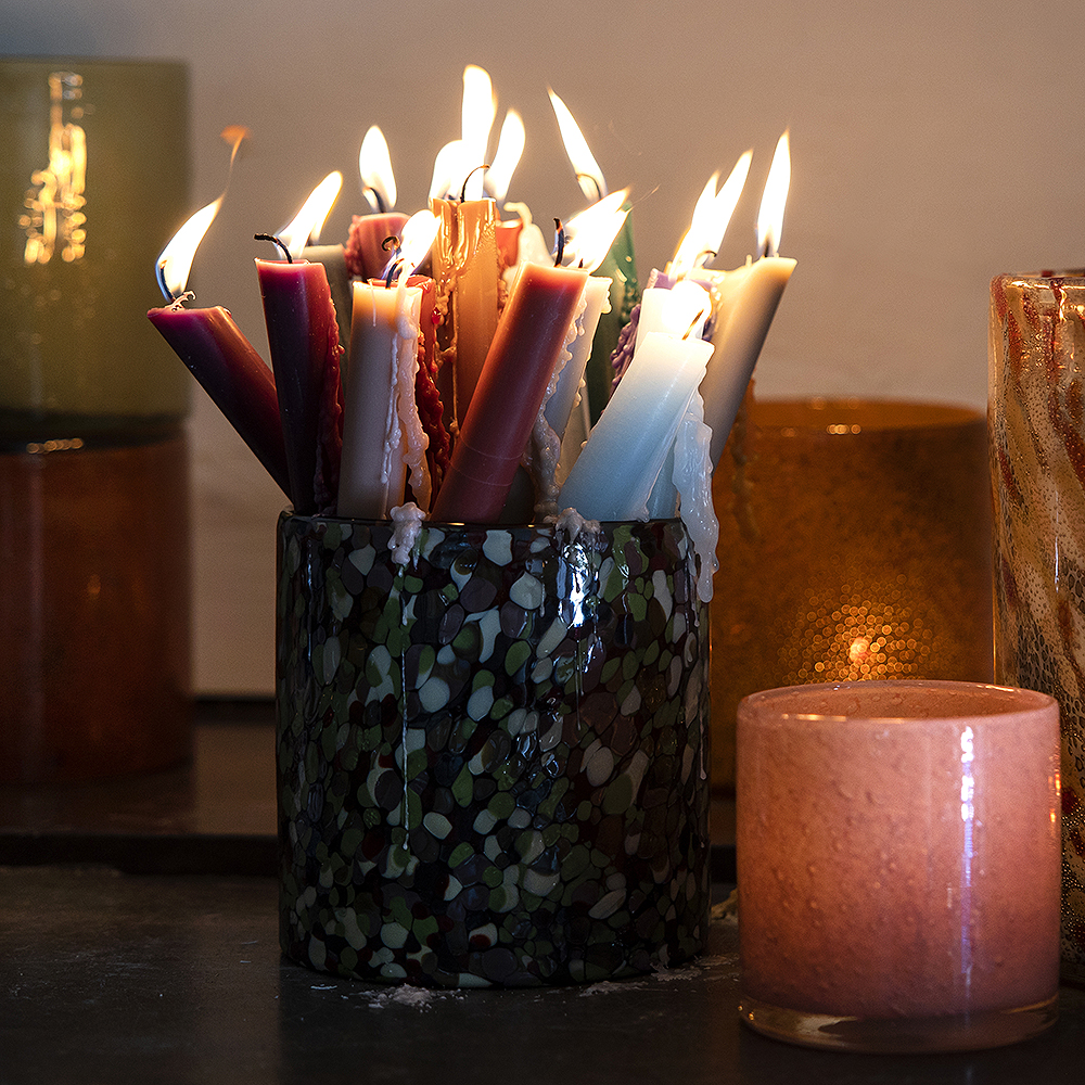 Calore Ljuslykta 15x15 cm Lime/Svart