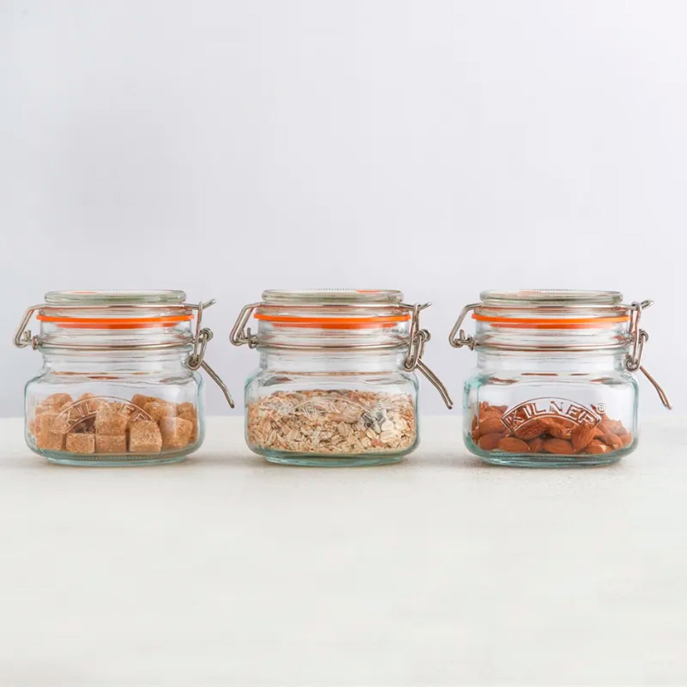 Clip Top Konserveringsburk Fyrkantig Bygellock 0,5 L Klar