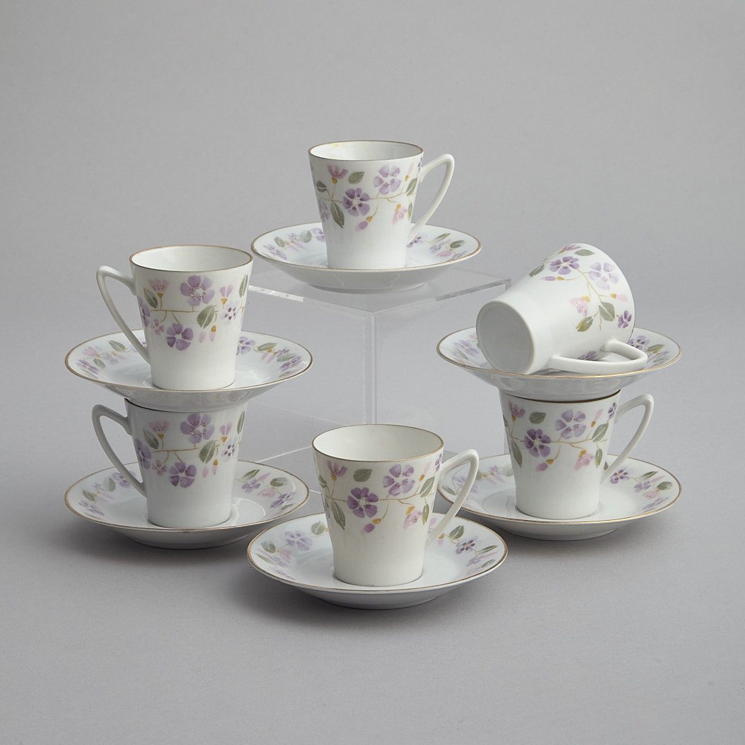 Koppar och Fat med Blomster Dekor 6 st