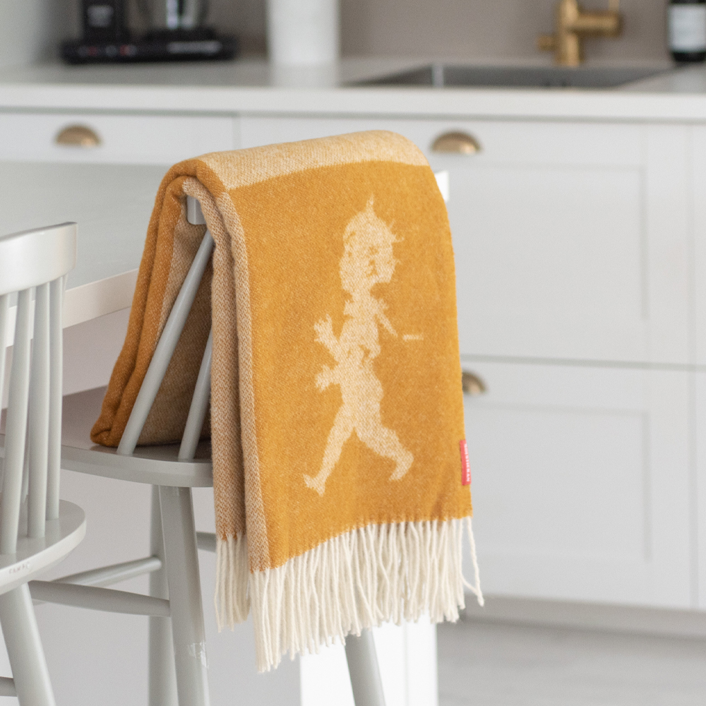 Pläd Merinoull 130x170 cm Senapsgul