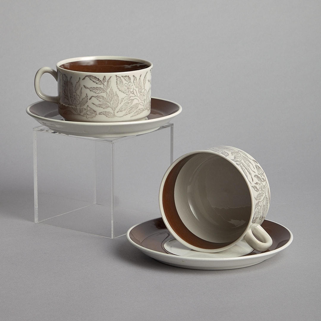 SÅLD "Fontana" Koppar med fat 2 st