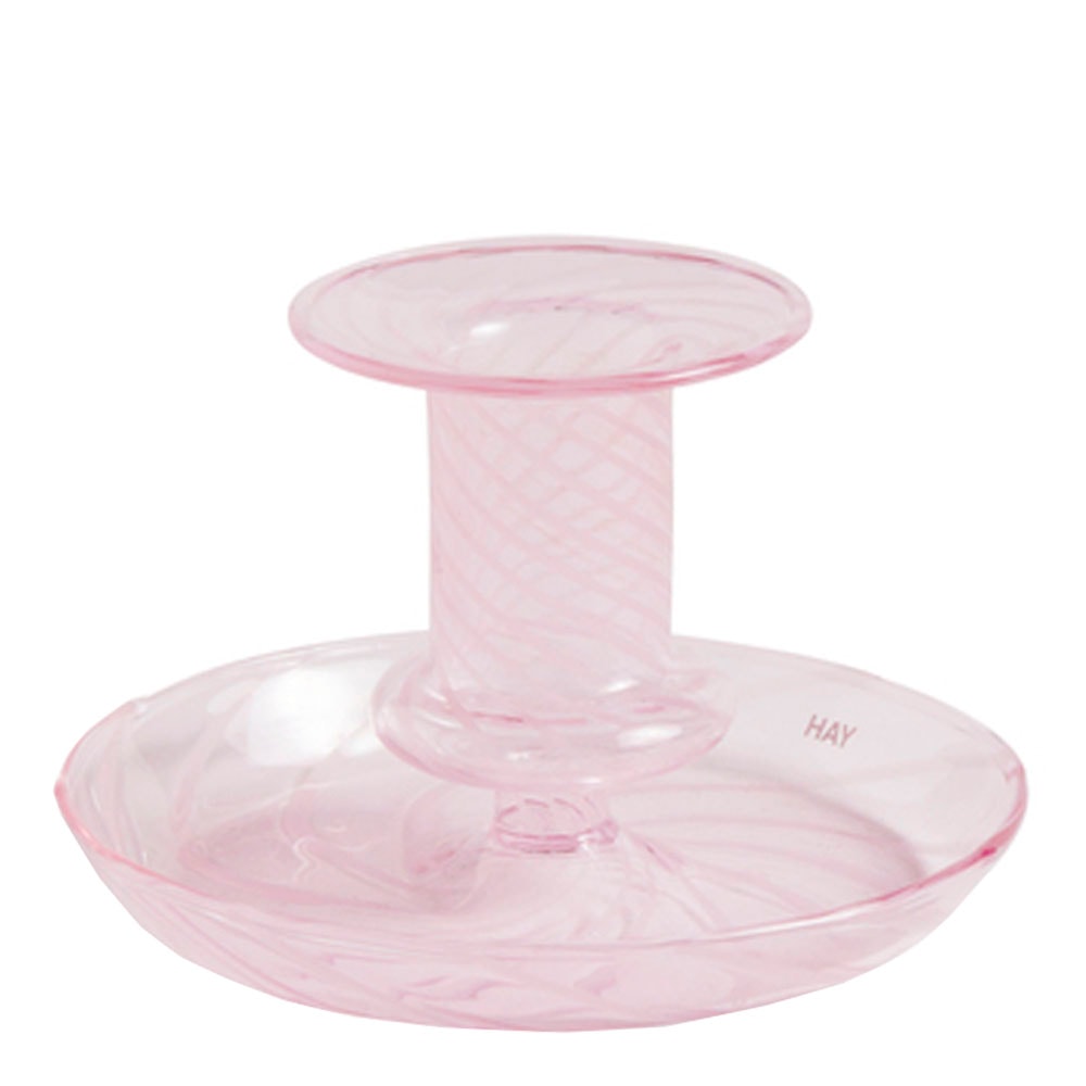 Flare Stripe Ljusstake 11x7,5 cm Rosa/Vit