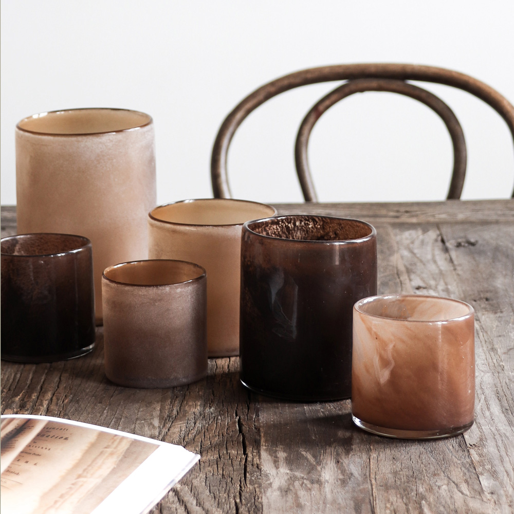 Lyric Ljuslykta Glas 12x14 cm Brun