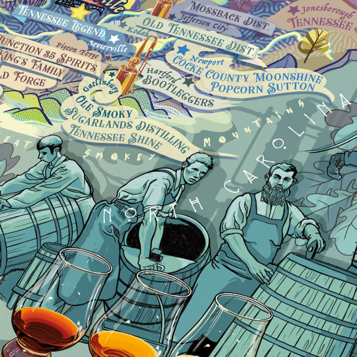 Whiskey Pussel - Kentucky & Tennessee (Bourbon) 1000 bitar Lila