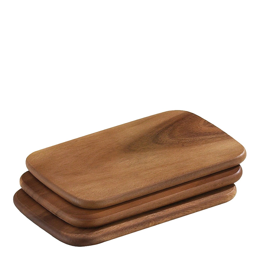 Liten Serveringsbricka 3-pack 22x15 cm Akacia