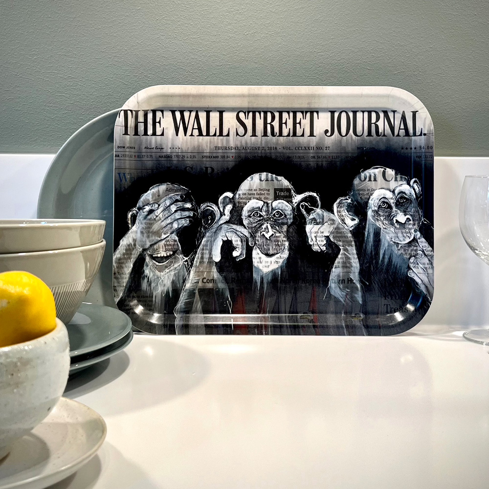 Bricka The Three Wise Monkeys 33x43 cm Svart