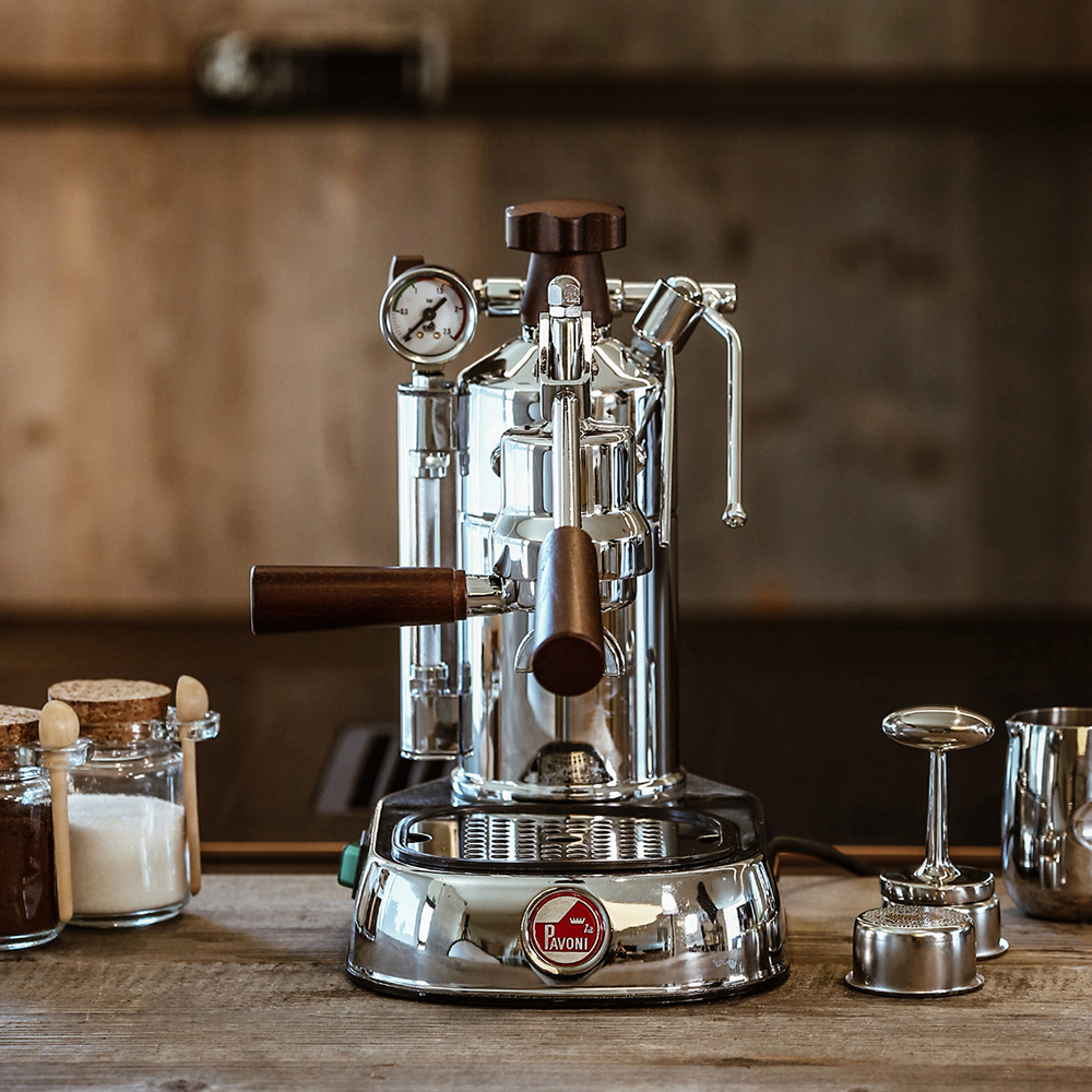 Professional Manuell Kaffemaskin med Hävarm Mässing/Brun