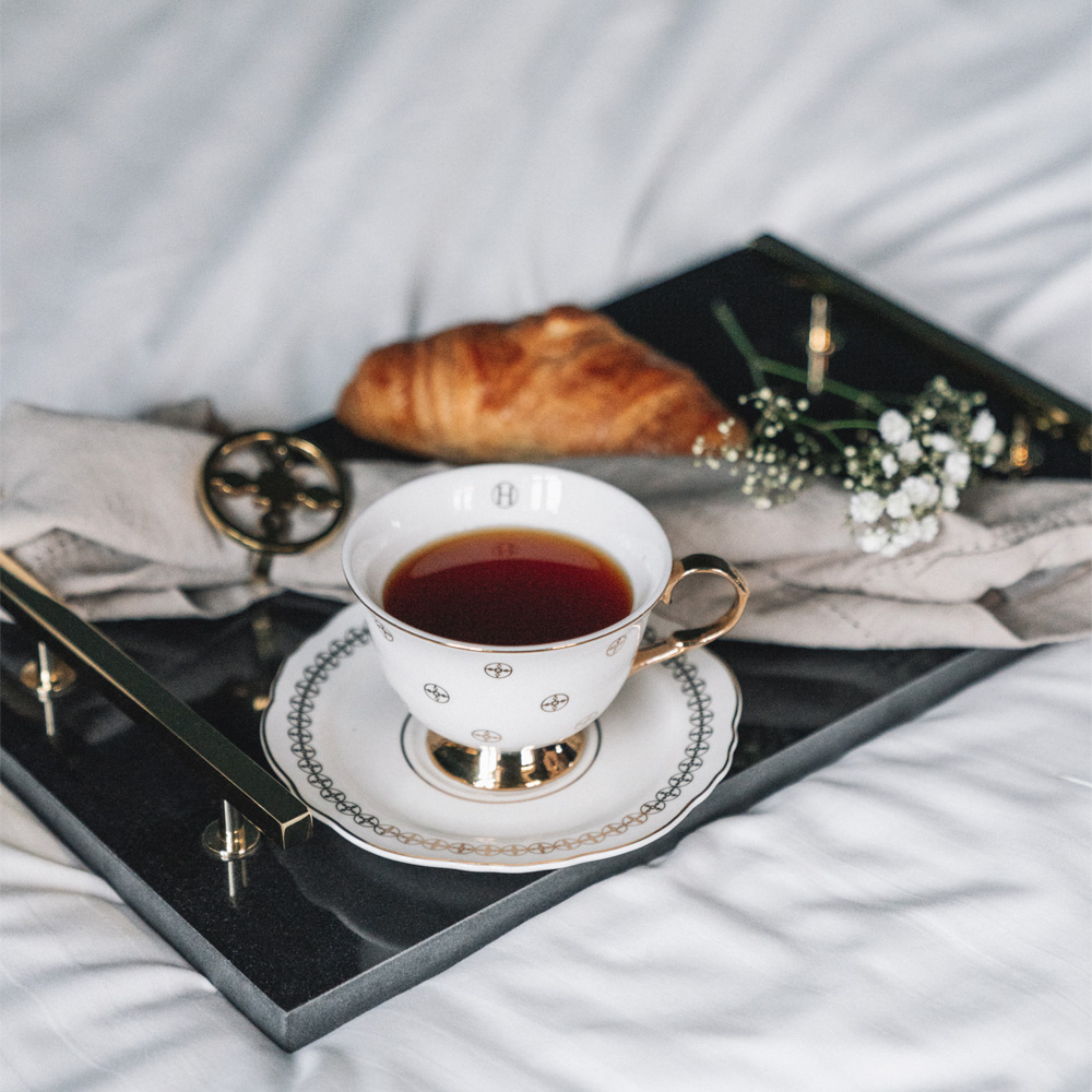 Kopp med Fat 22 cl Anima Gemella 1 Vit/Guld