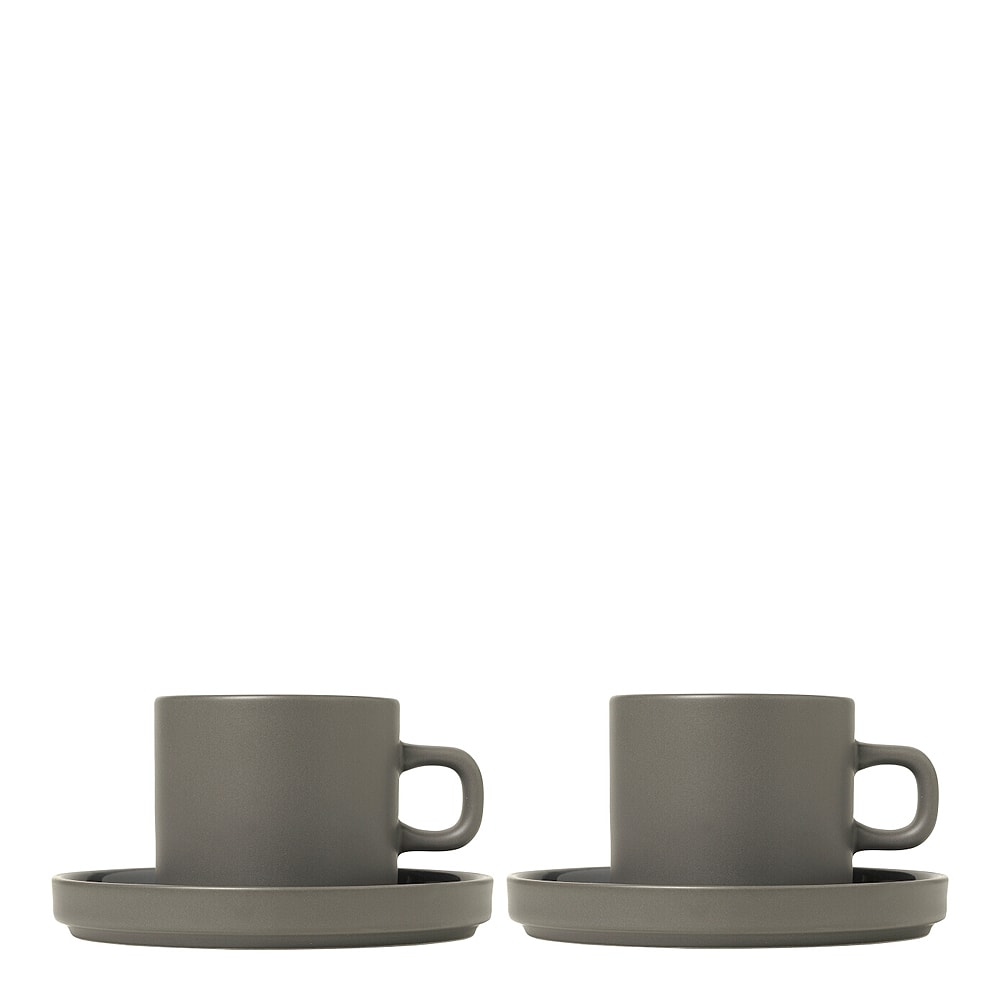 Pilar Kaffekopp m/Fat 7 cm 2-pack Pewter