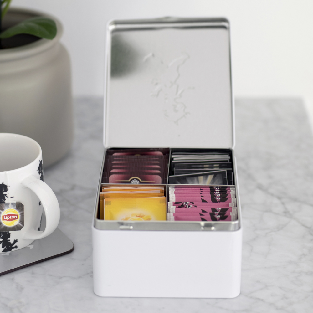 Burk för tepåsar 4 fack Vit Högblank