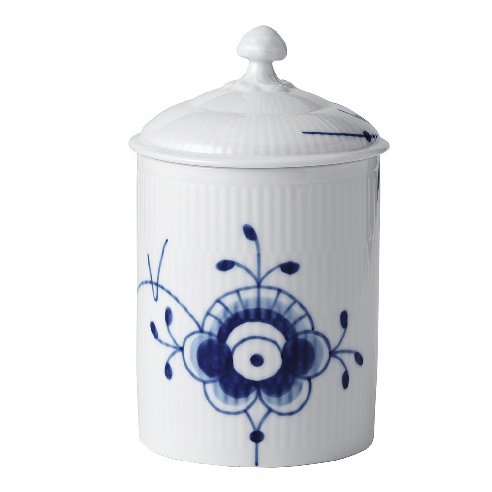 Blue Fluted Mega Burk med lock 16 cm