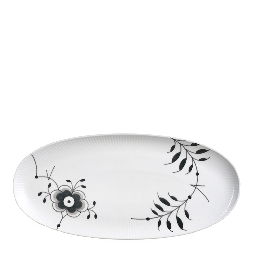 Black Fluted Mega Fat oval 37 cm