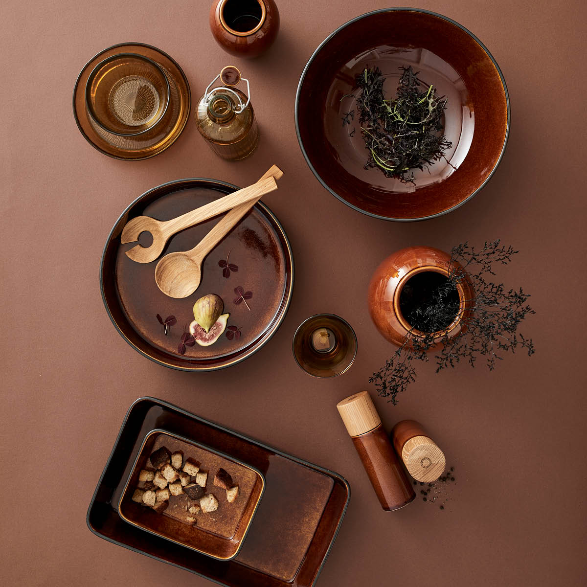 Salladsskål 30 cm Svart/Bärnsten