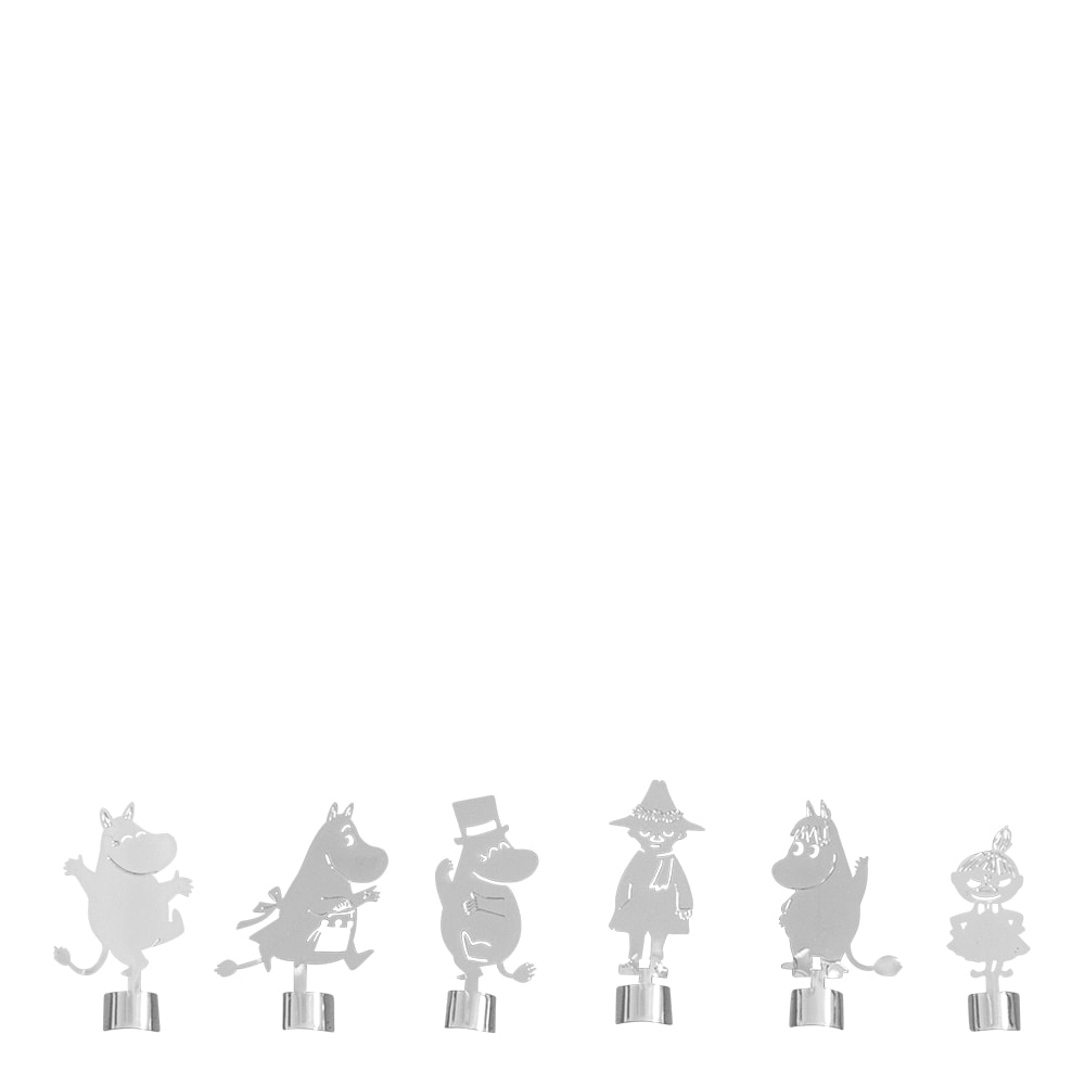 Mumin Famljen Glasmarkör 2x3 cm 6-pack Silver