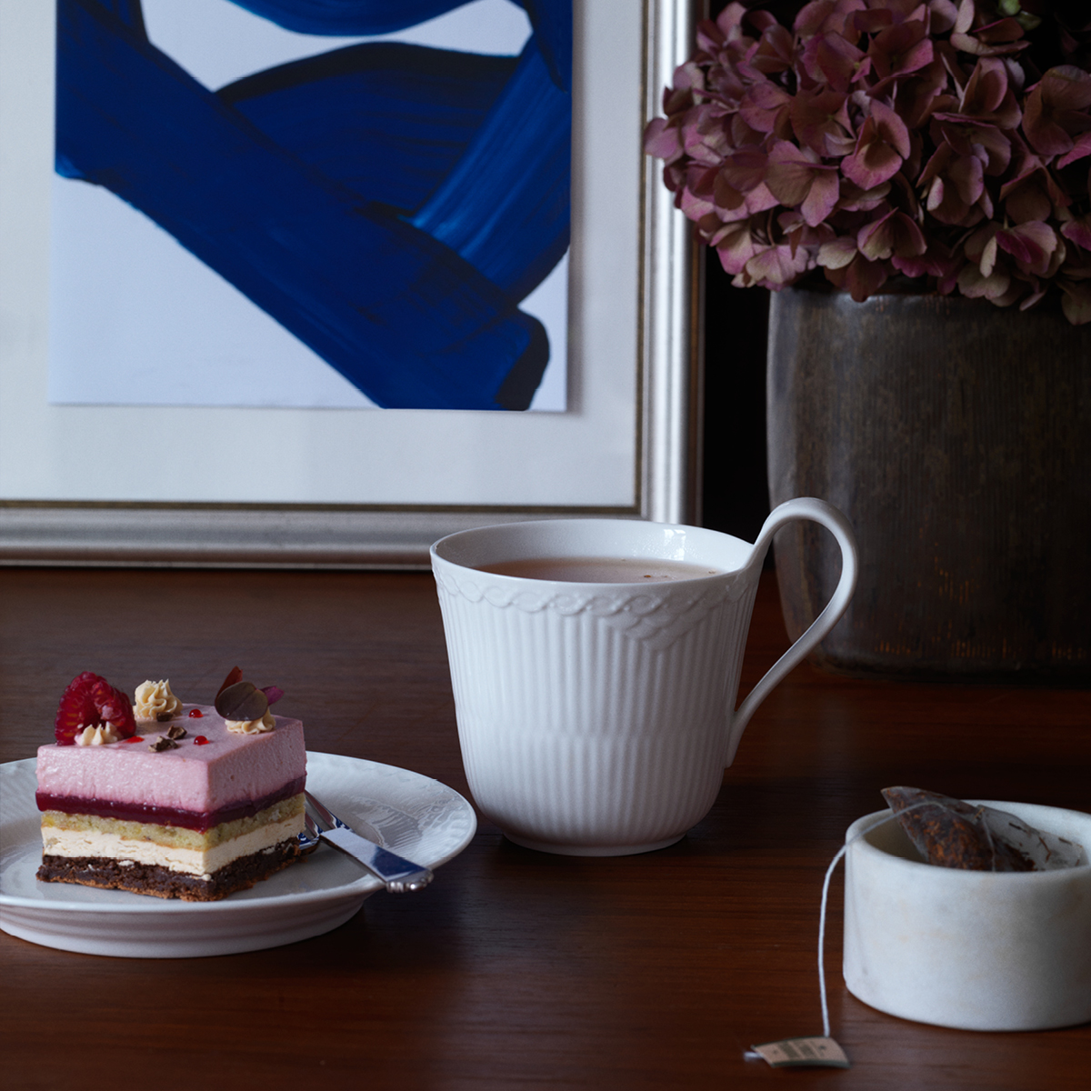 White Fluted Half Lace Tallrik 17 cm