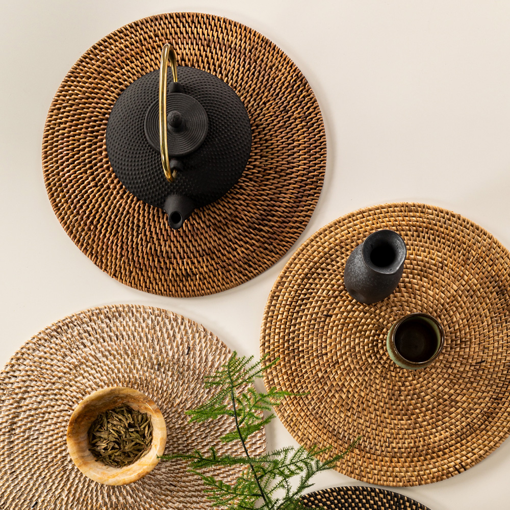 Rattan Bordstablett 36 cm Rotting/Mörkbrun