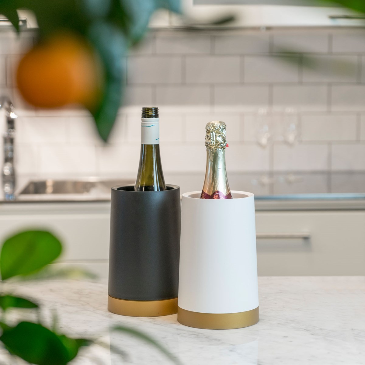 Vinkylare med Separat Gel Vit/Guld