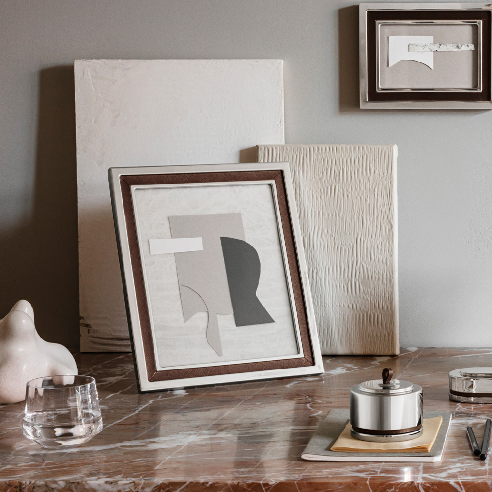 Manhattan Fotoram Stor 30x25 cm Rostfritt stål/Läder/Skinn