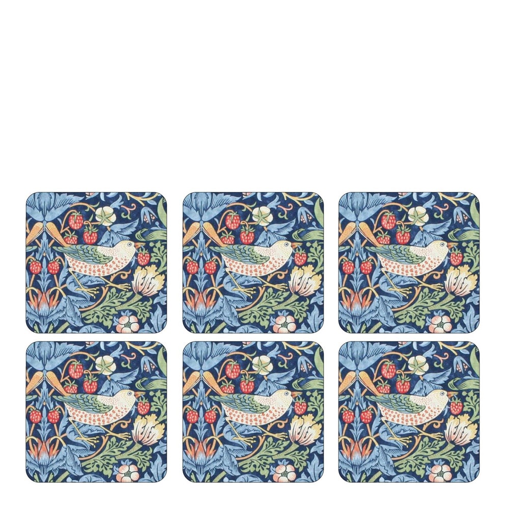 Strawberry Thief Glasunderlägg 6-pack Blå