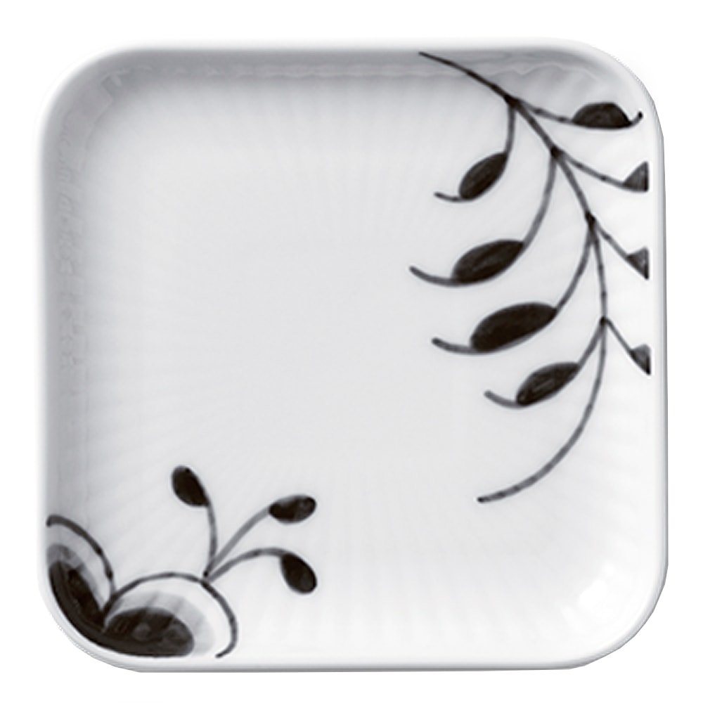 Black Fluted Mega Tallrik kvadratisk 9x9 cm