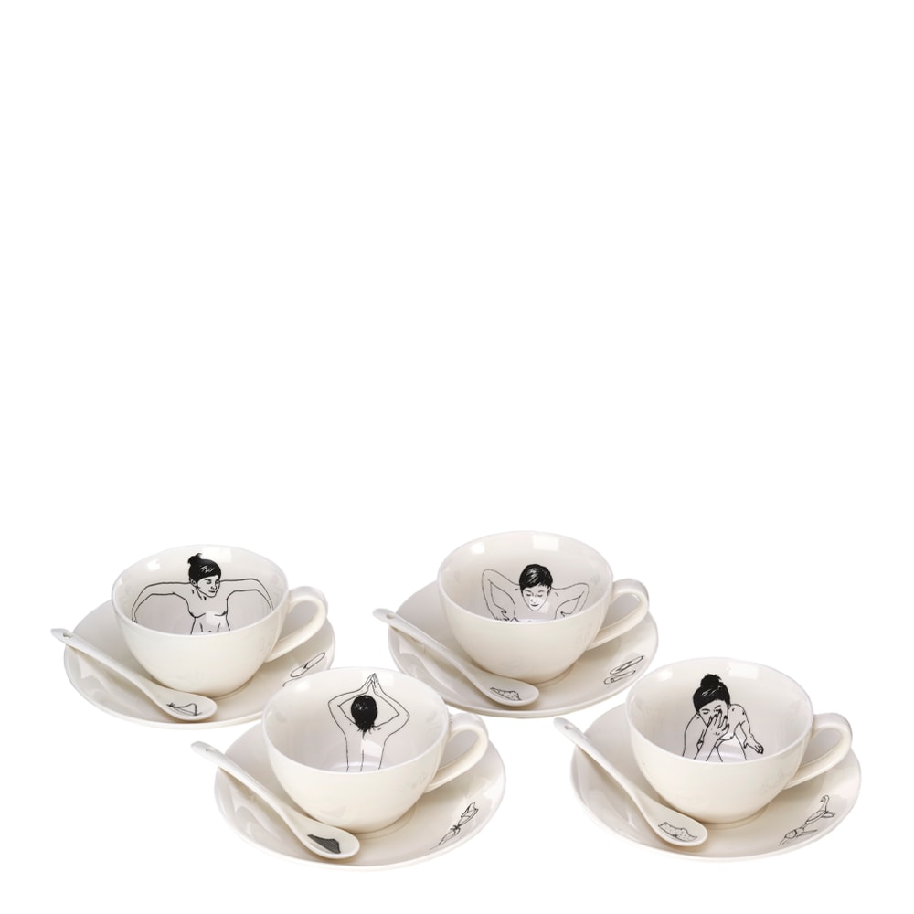 Undressed Tekopp med Fat och Sked 4-pack 22 cl