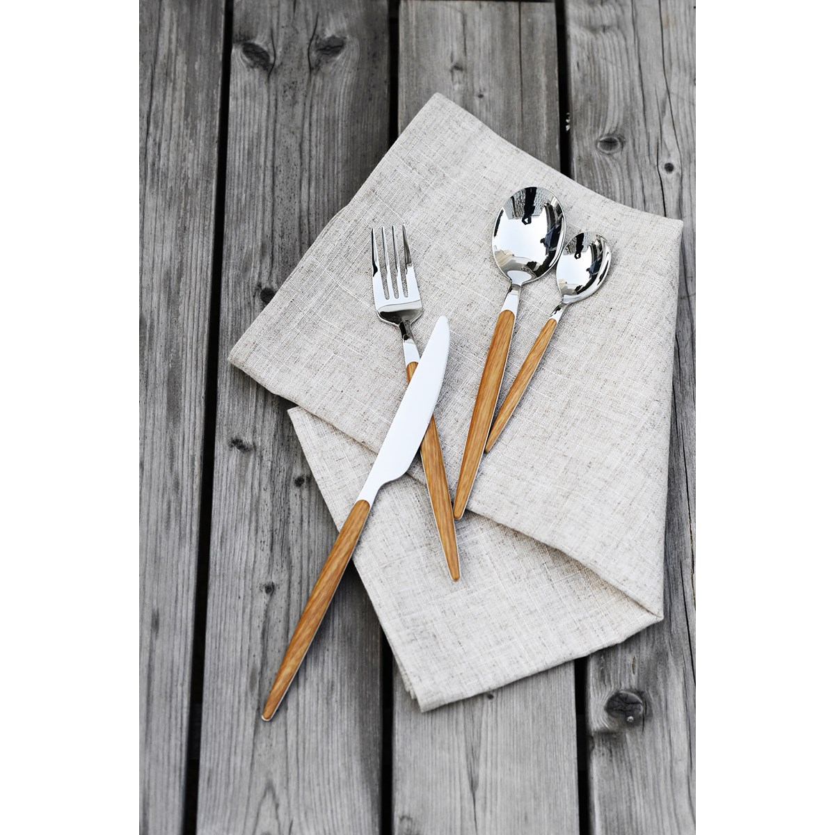 Ek Bestickset 16 delar Stål/Ljusbrun