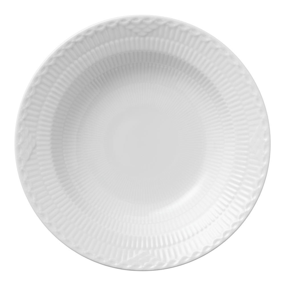 White Fluted Half Lace Tallrik Djup 21 cm