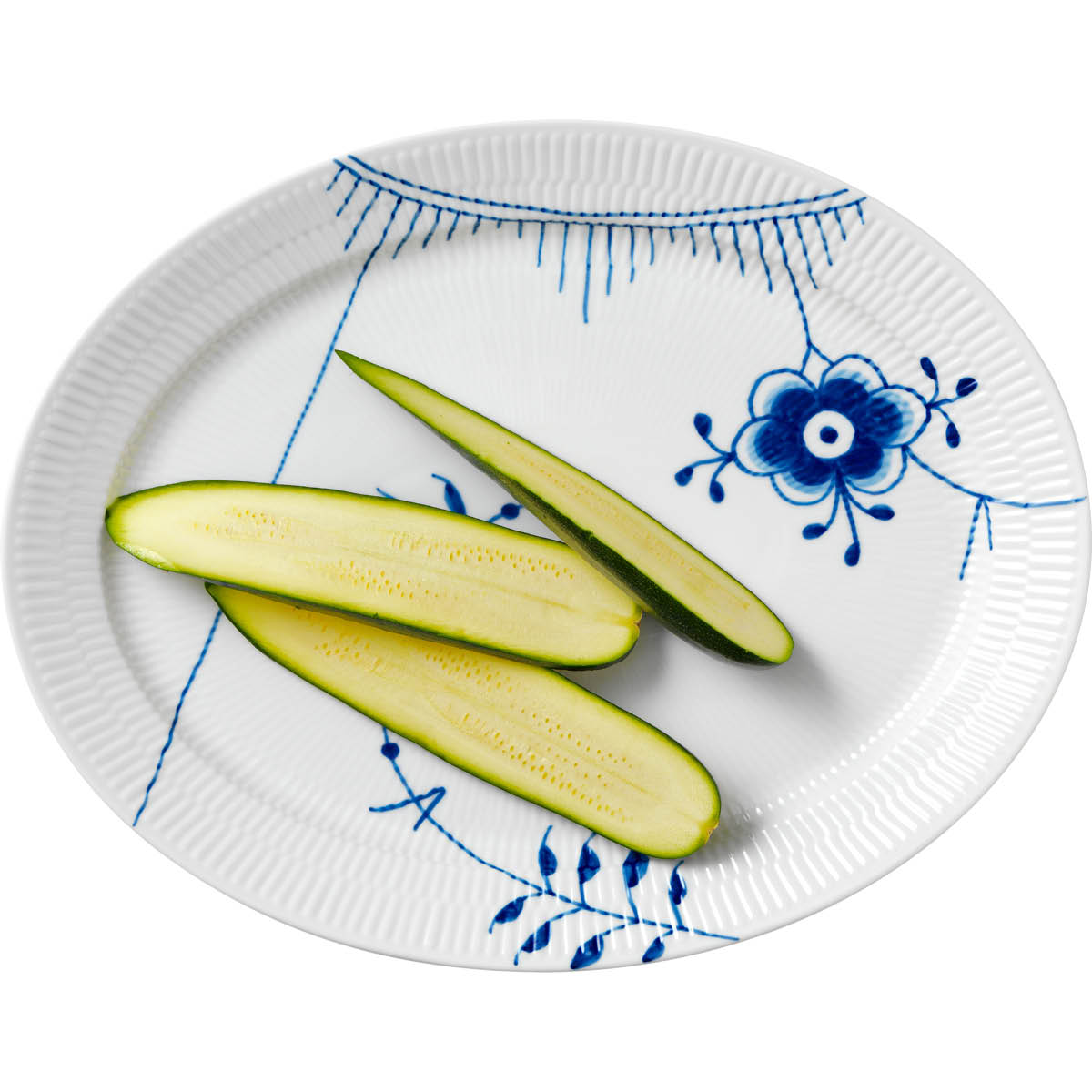 Blue Fluted Mega Fat oval 34,5 cm dekor nr 2