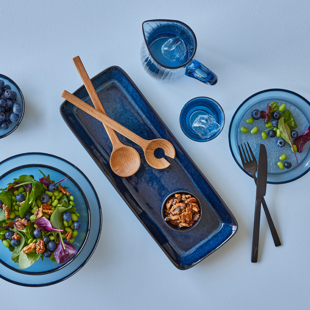 Serveringsfat Rektangulärt 39x14 cm Blå/Svart