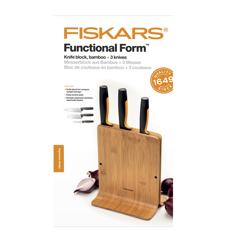 Functional Form Knivblock med 3 Knivar Bambu