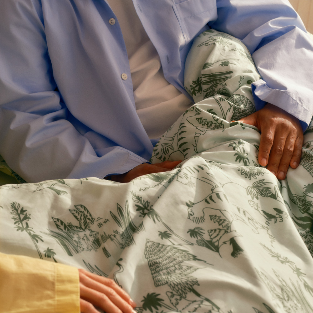 Mumin Bäddset 150x210 cm Trädgårdsfest Grön