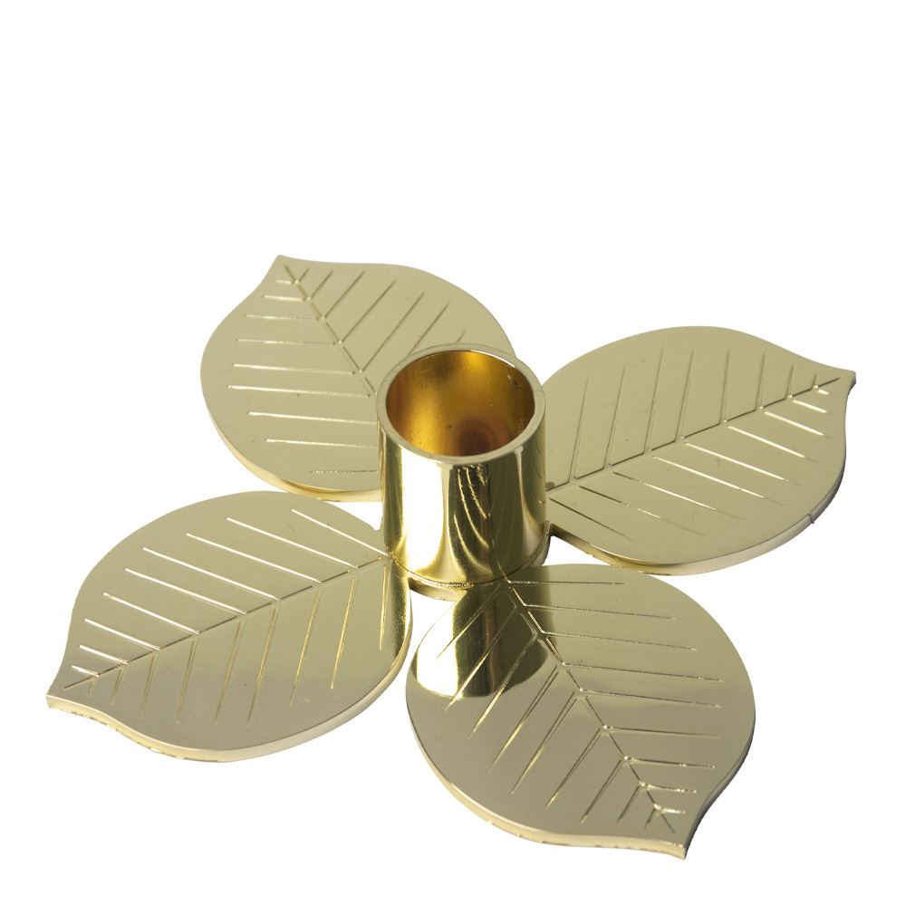 Ljusstake Berså  10,5x10,5x3 cm Guldmetall