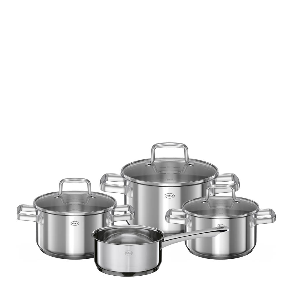 Moments Grytset med glaslock 7 delar Rostfri