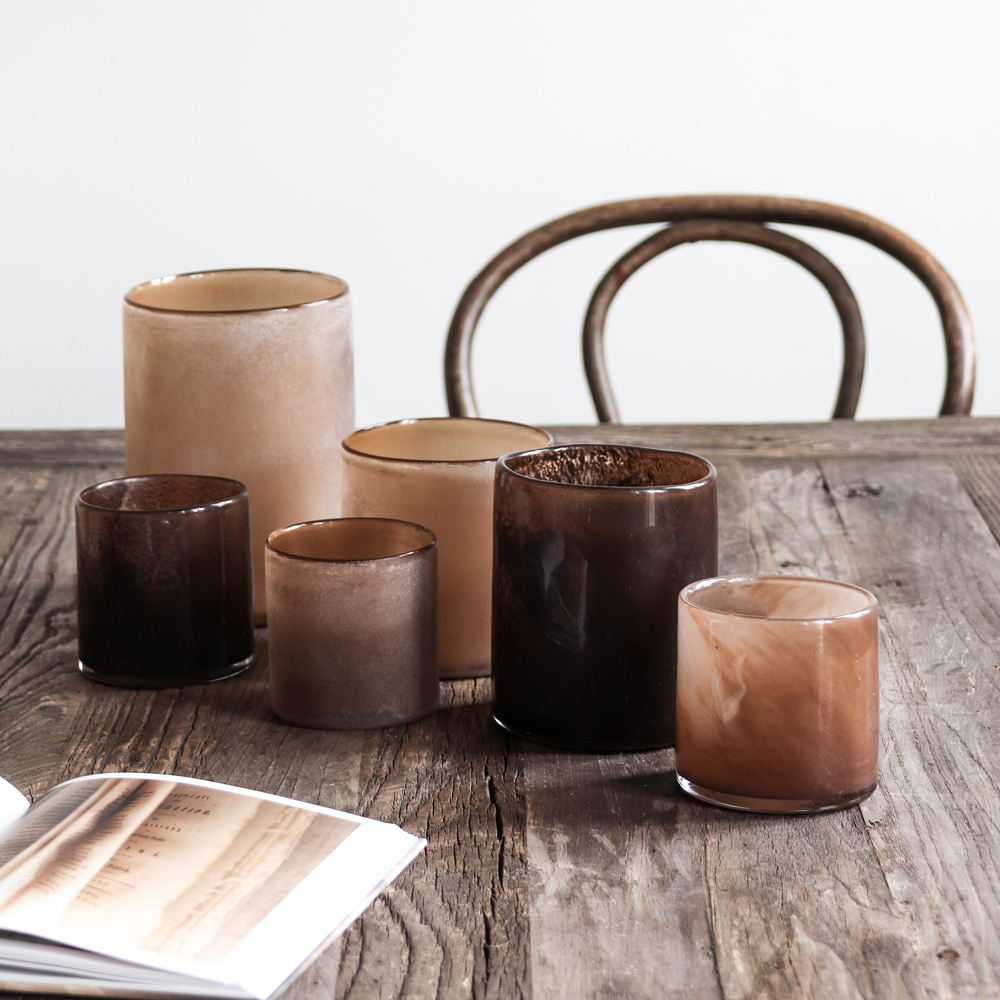 Lyric Ljuslykta Glas 15x18 cm Brun