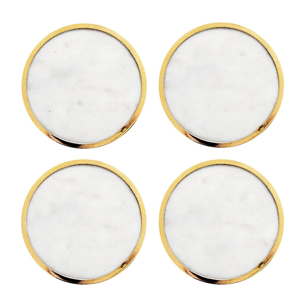 Glasunderlägg Marmor 4-pack Grå/Förnicklad Mässing