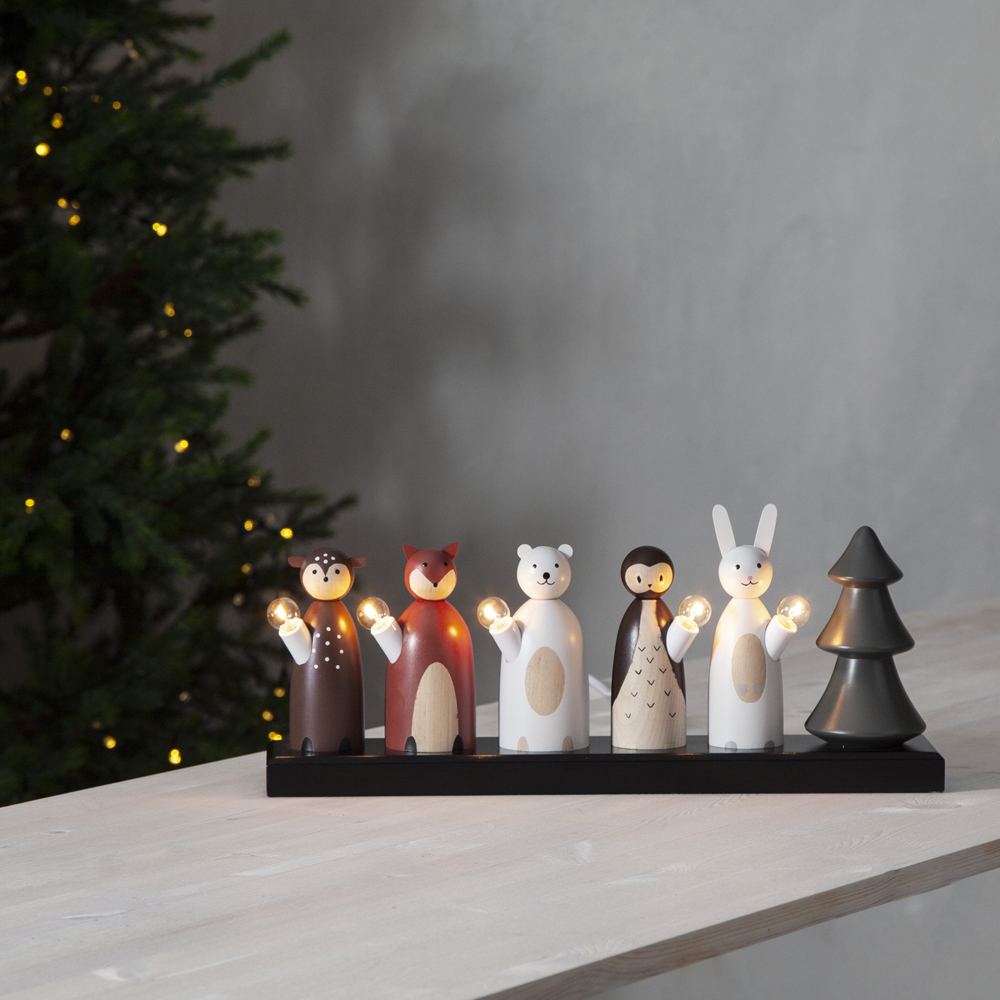 Forest Friends Adventsljusstake 19 cm Multi