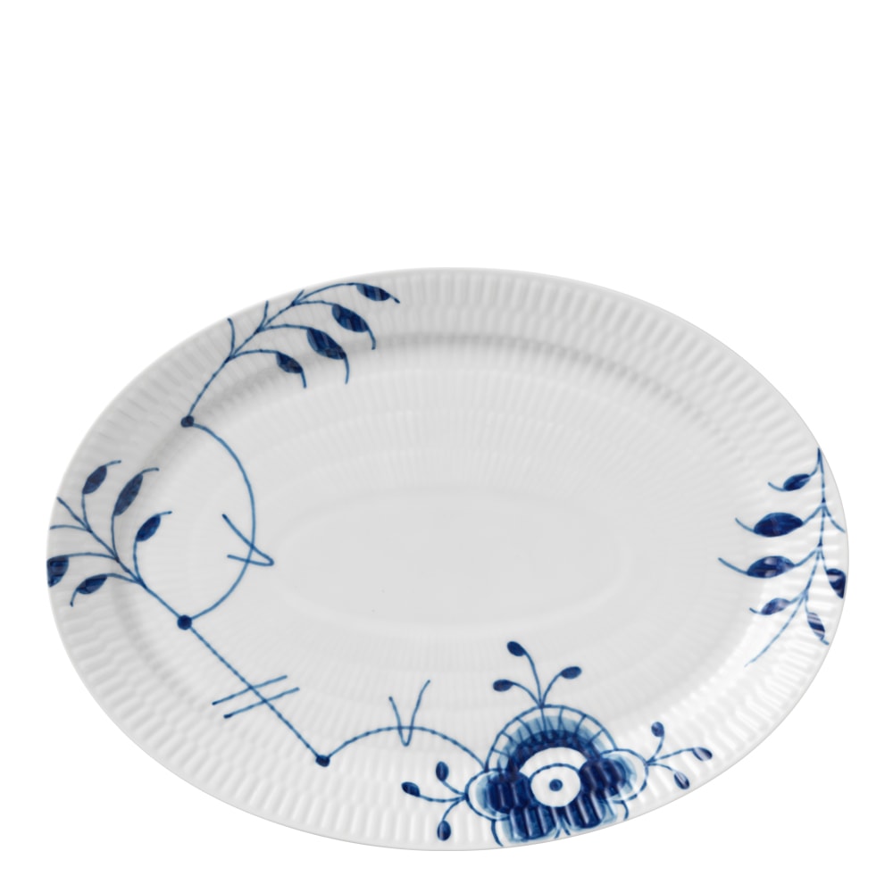 Blue Fluted Mega Fat oval 28 cm dekor nr 7