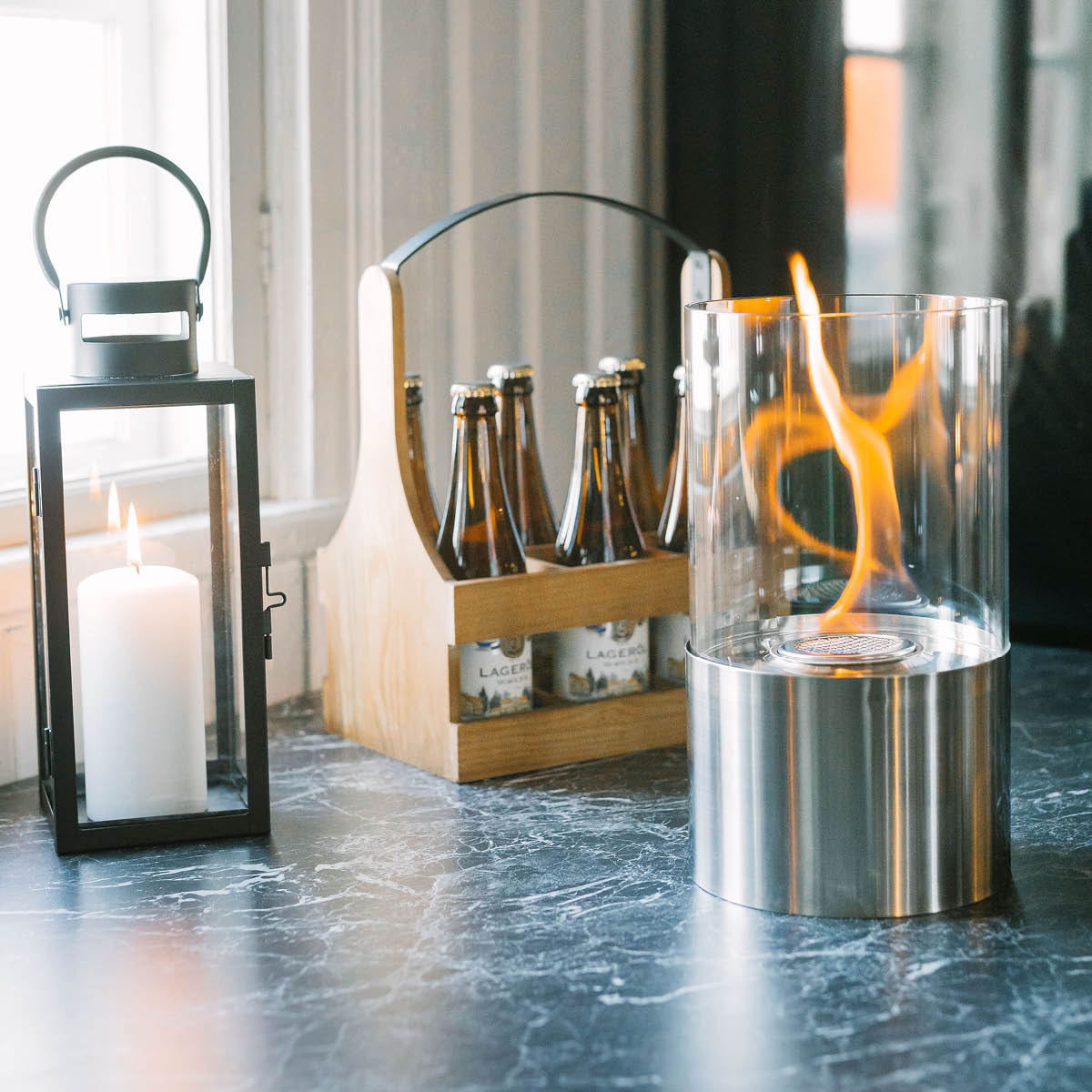 Lykta Svart Metall 31 cm