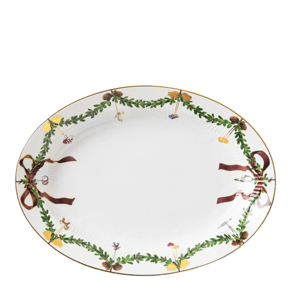 Star Fluted Fat Oval 34 cm Vit