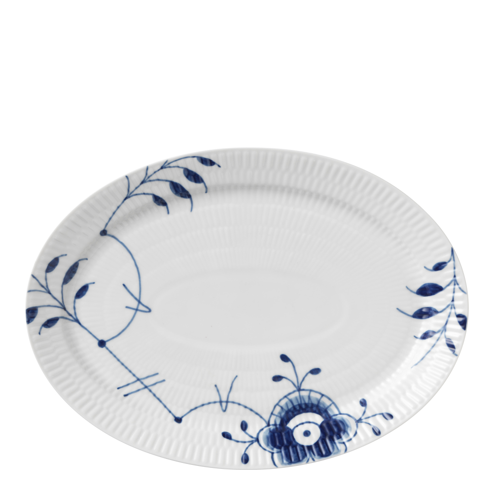 Blue Fluted Mega Fat oval 28 cm dekor nr 7