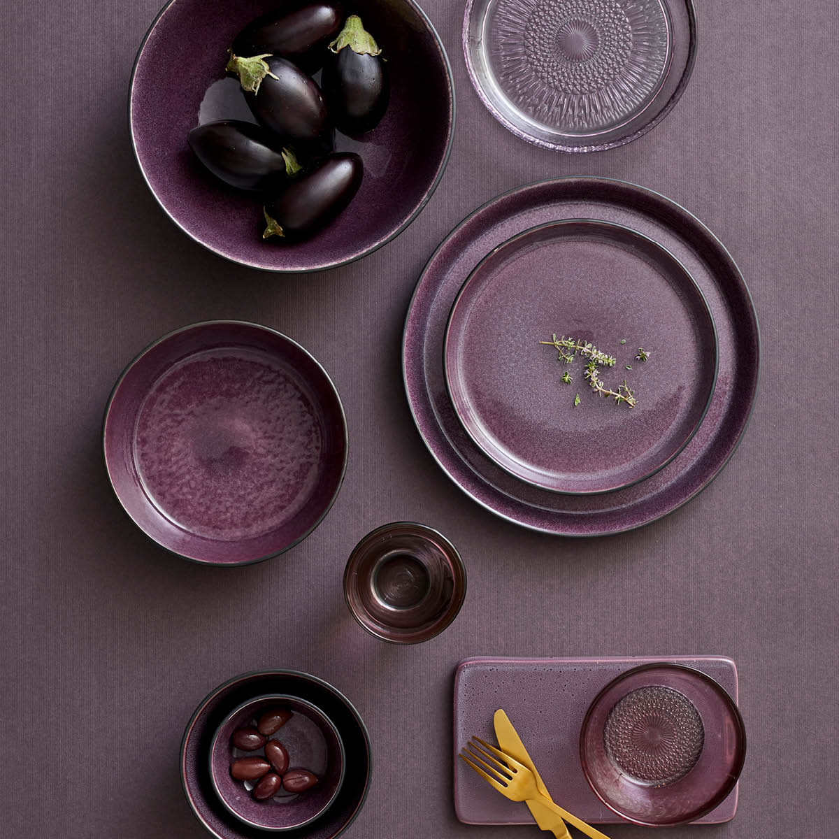 Bitz Skål Stengods 10 cm Svart/Lila