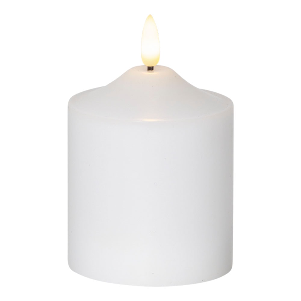 Flamme LED-Blockljus med timer 12 cm Vit