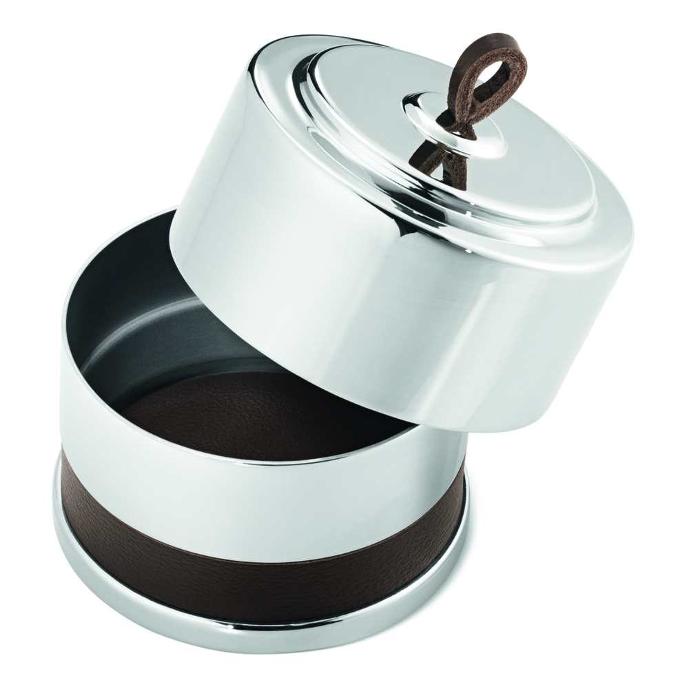 Manhattan Låda Rund Rostfritt stål/Läder/Skinn