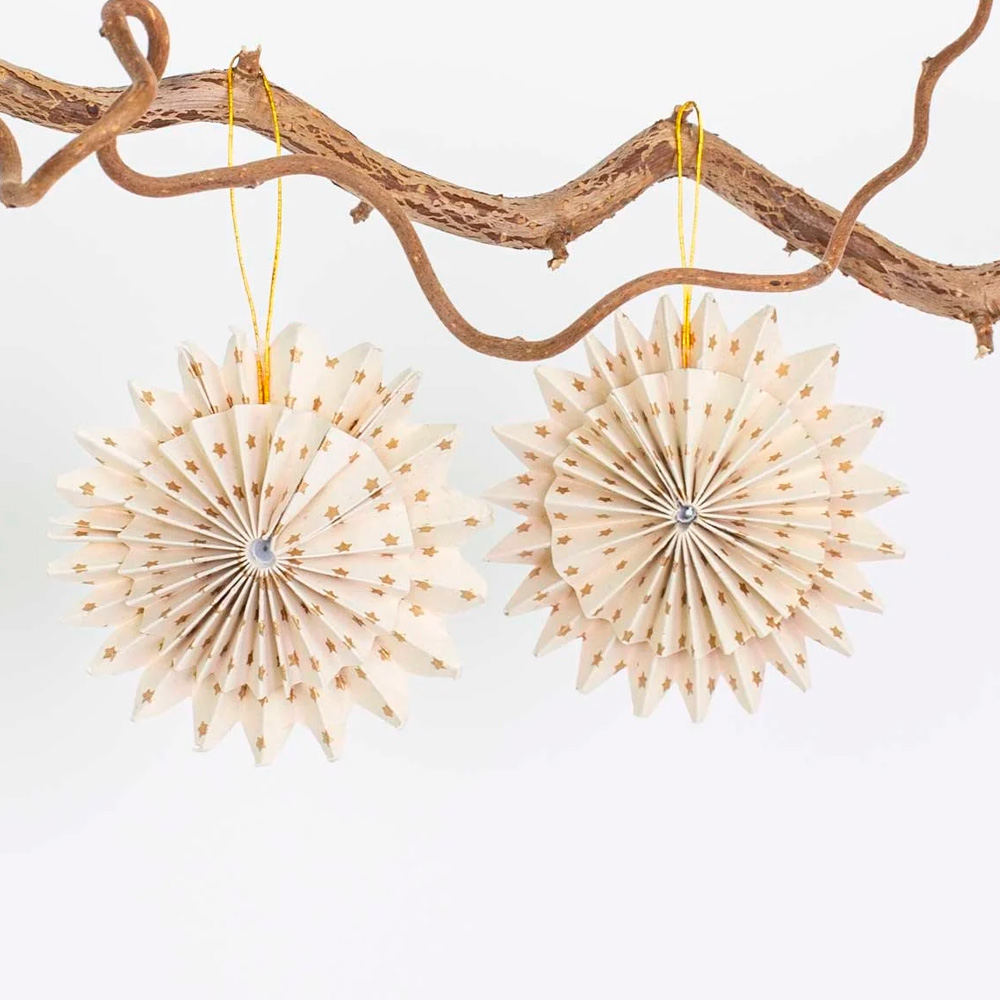 Julhänge Stjärna 7 cm 2-pack Vit/Guld