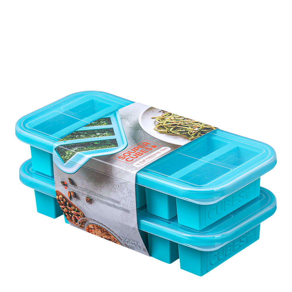 Matförvaring och Lock Silikon Half-cup 6x125 ml 2-pack Blå