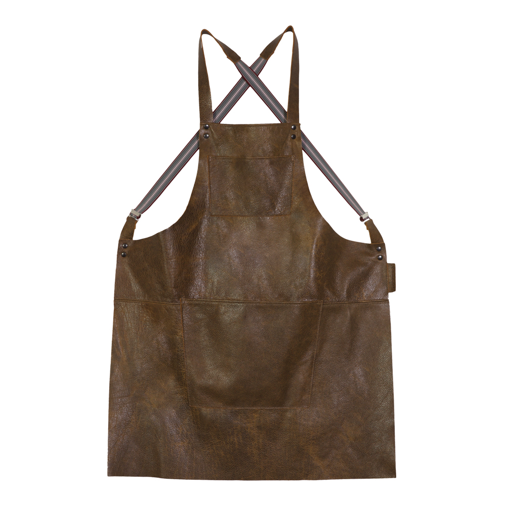 Förkläde Läder med hängslen Brun