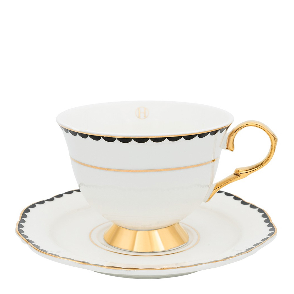 Kopp med Fat 22 cl Lignano Sabbiadoro Vit/Guld