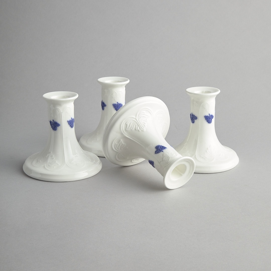 Blå Blom Ljusstakar 4 st