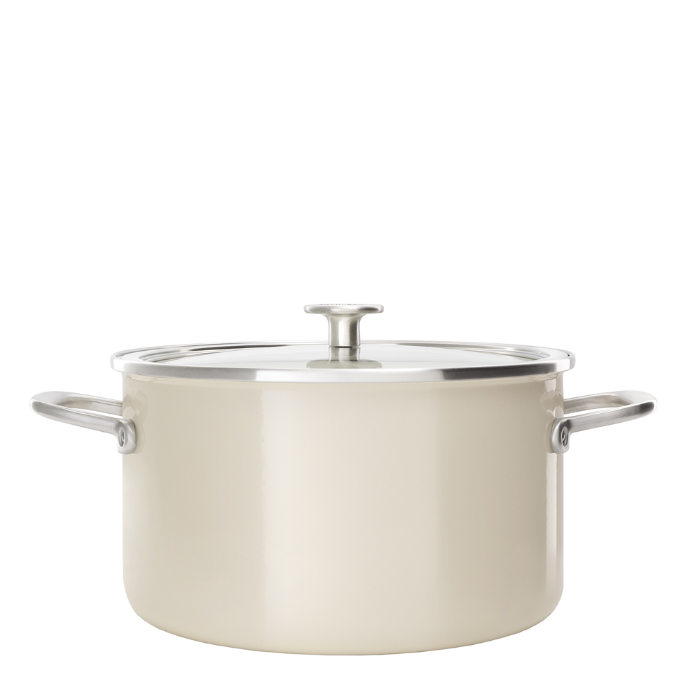KitchenAid Steel Core Enamel Gryta Emalj/Glaslock 6 L Kr&auml;m